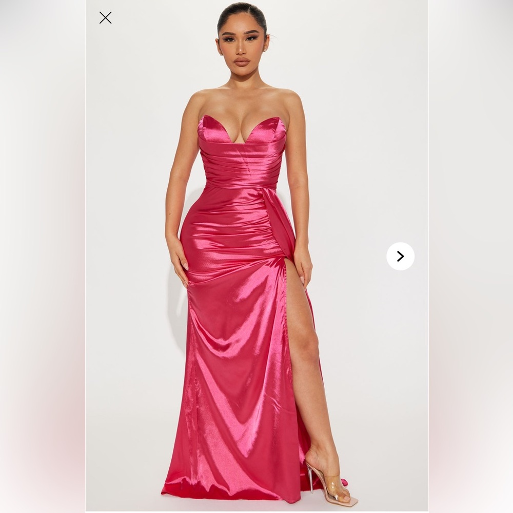 Fashion Nova Strapless Hot Pink Dress